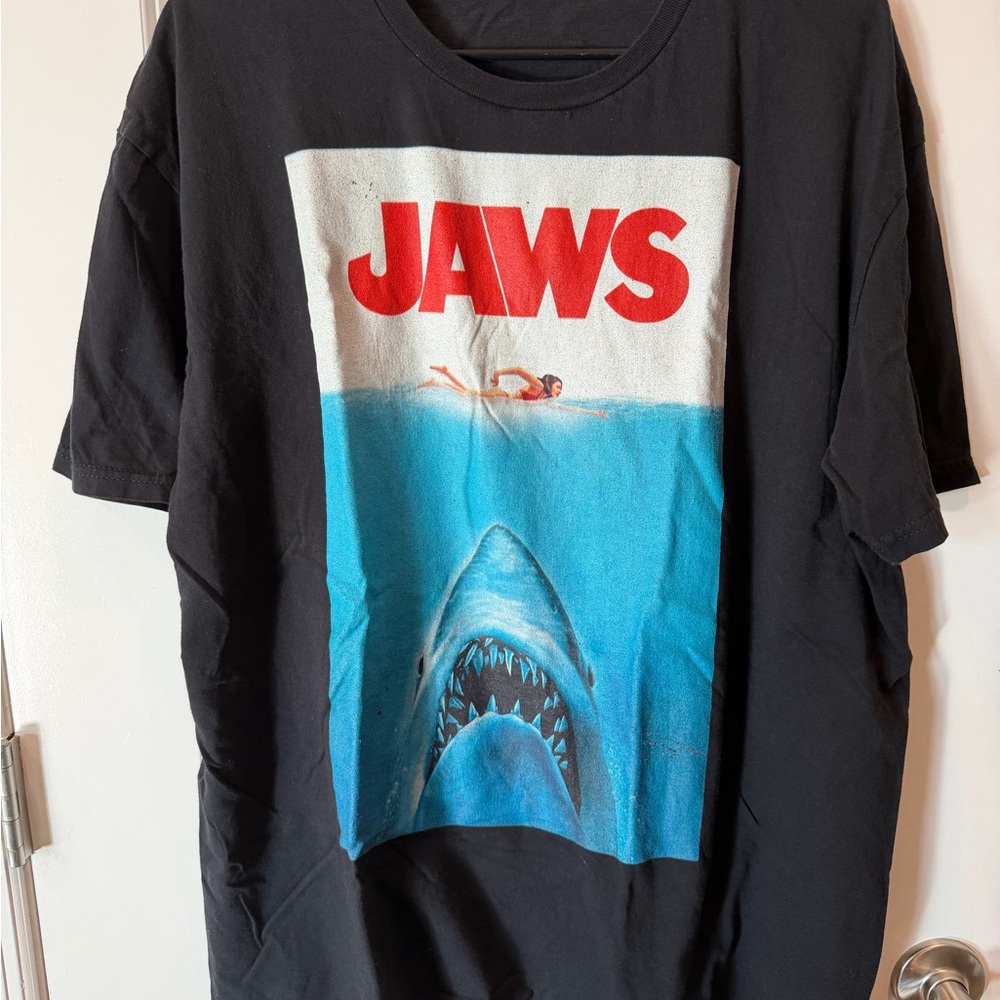 JAWS Graphic Tee - Black with Red & Blue Print